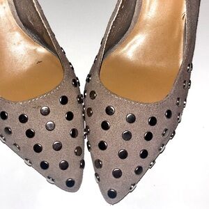 Chico’s “Christine” Studded Slingback Heels Size 9 Taupe Suede Pointed Toe Pumps